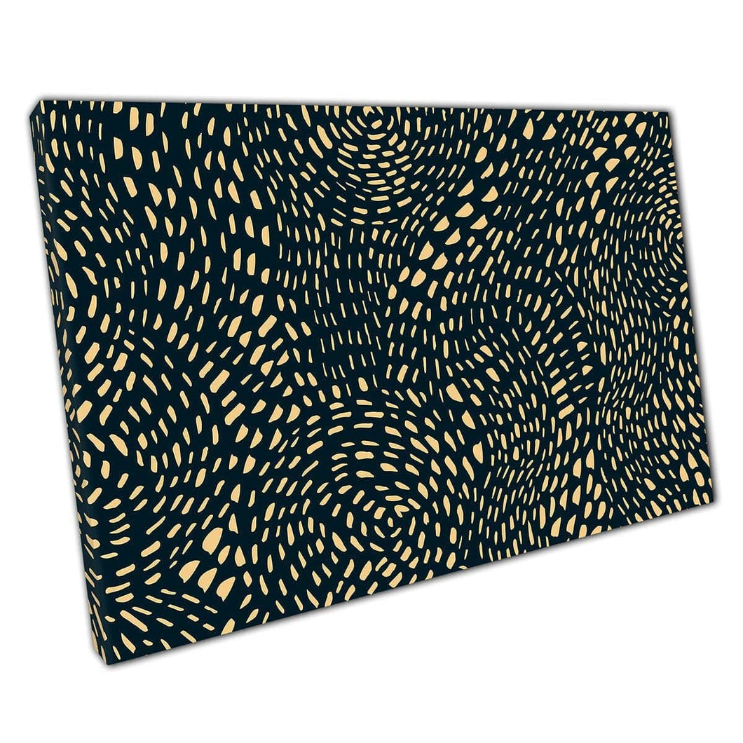 Abstract Art Deco Black And Gold Flowing Swirling Dots Modern Contemporary Artwork Wall Art Print On Canvas Mounted Canvas print