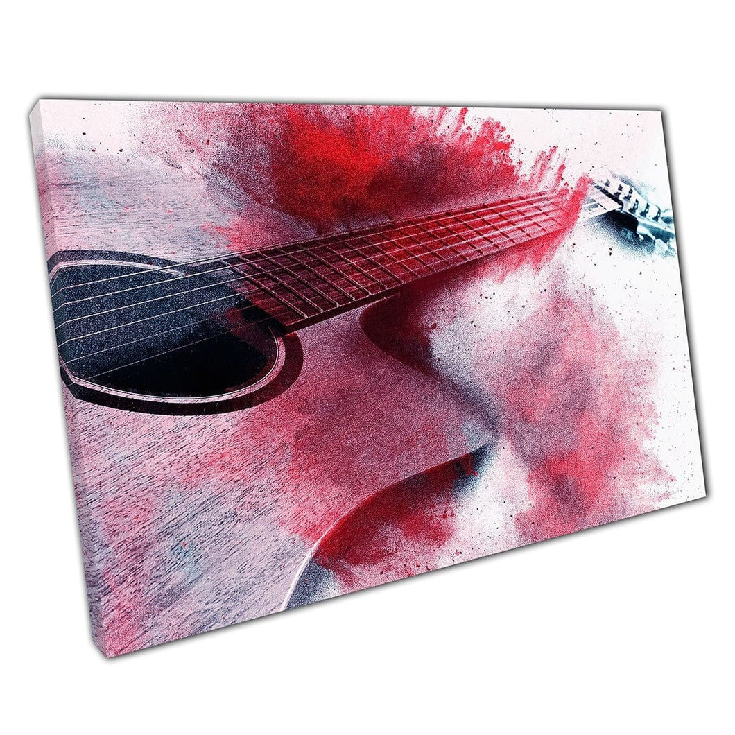 Abstract Dramatic Black And Red Guitar Instrument Painting Wall Art Print On Canvas Mounted Canvas print
