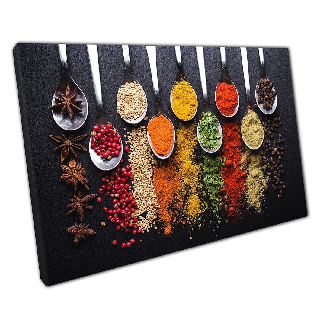 Colourful Herbs And Spices Cooking Ingredients Kitchen Restaurant Photography Food Wall Art Print On Canvas Mounted Canvas print