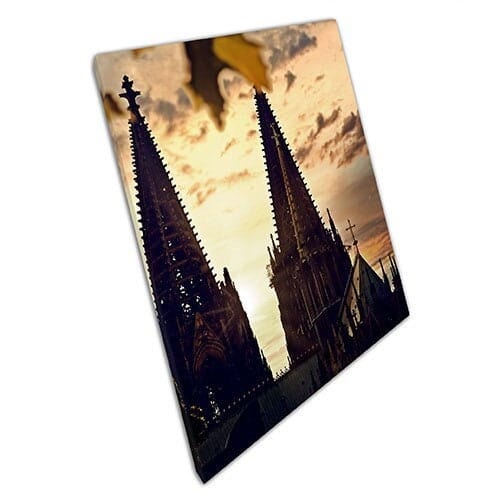 Print on Canvas Churches at Sunrise/Sunset Cologne Wall Art Print Mounted Canvas print