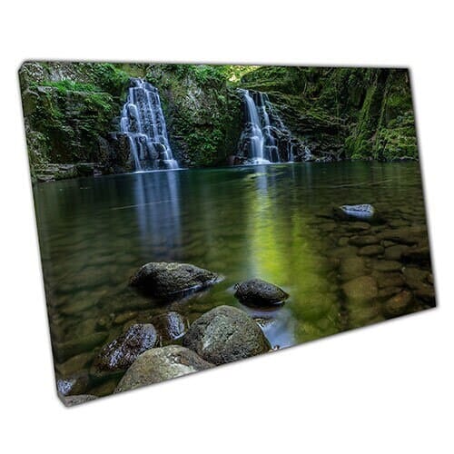 Print on Canvas Natural Stream Waterfall Forest Ready to Hang Wall Art Print Mounted Canvas print