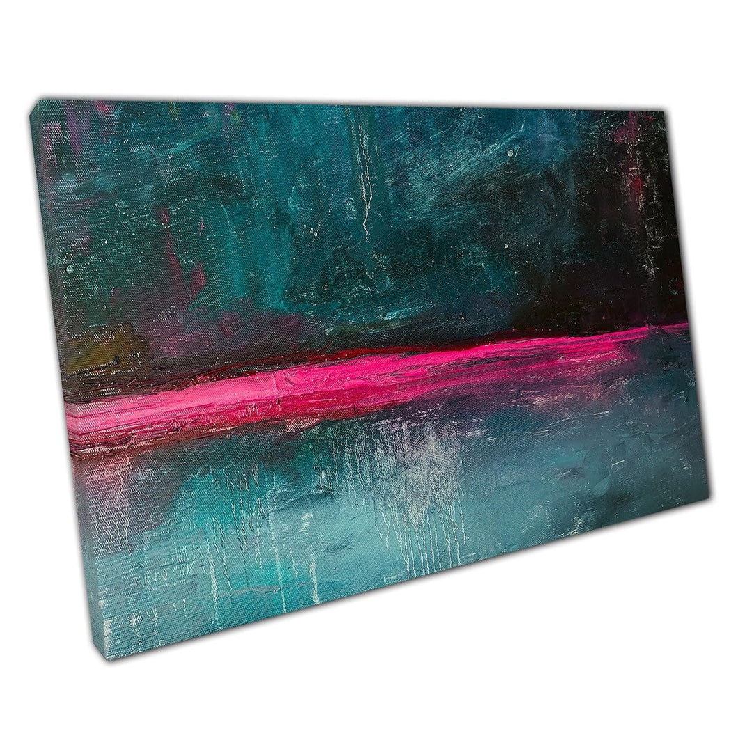Abstract Textured Brushstroke Style Oil Painting Intense Pinks And Blues Wall Art Print On Canvas Mounted Canvas print