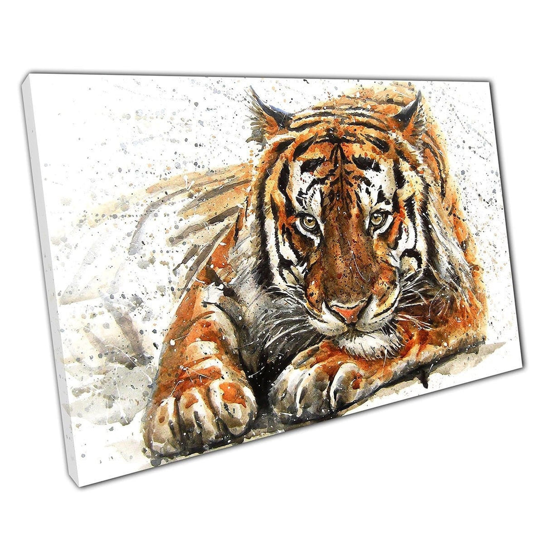 Watercolour Male Adult Tiger Painting Canvas Wall Art Print On Canvas Mounted Canvas print