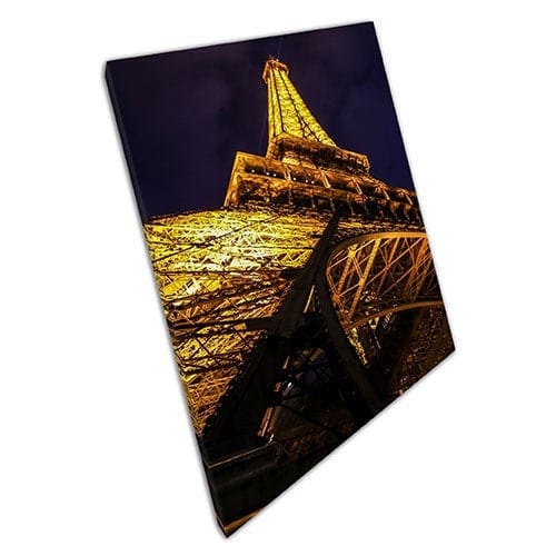 Print on Canvas Eiffel Tower at Night Paris Landmark Wall Art Print Mounted Canvas print