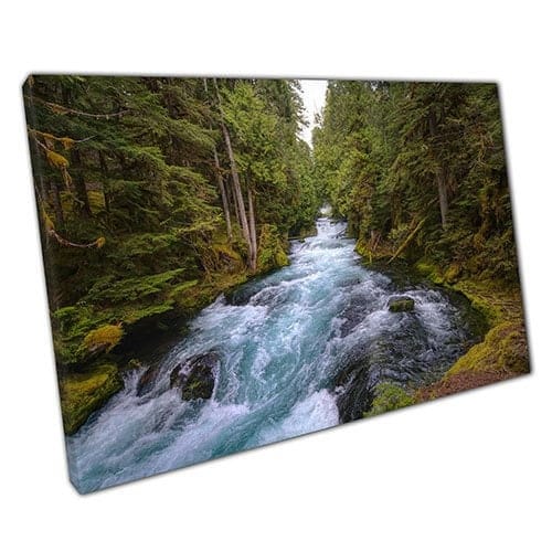 Print on Canvas Flowing Mckenzie River Central Oregon Ready to Hang Wall Art Print Mounted Canvas print