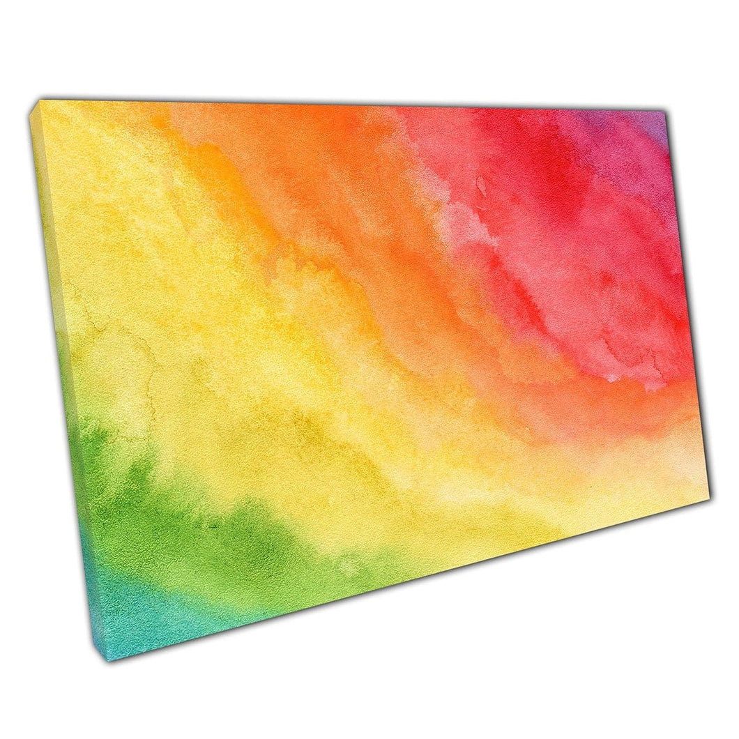 Bright Warm Vibrant Tones Diagonal Rainbow Watercolour Painting Wall Art Print On Canvas Mounted Canvas print