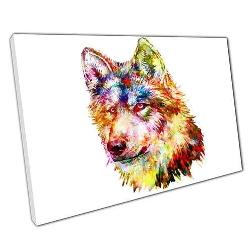 Print on Canvas watercolour WOLF Ready to Hang Canvas Wall Art Print Mounted Canvas print