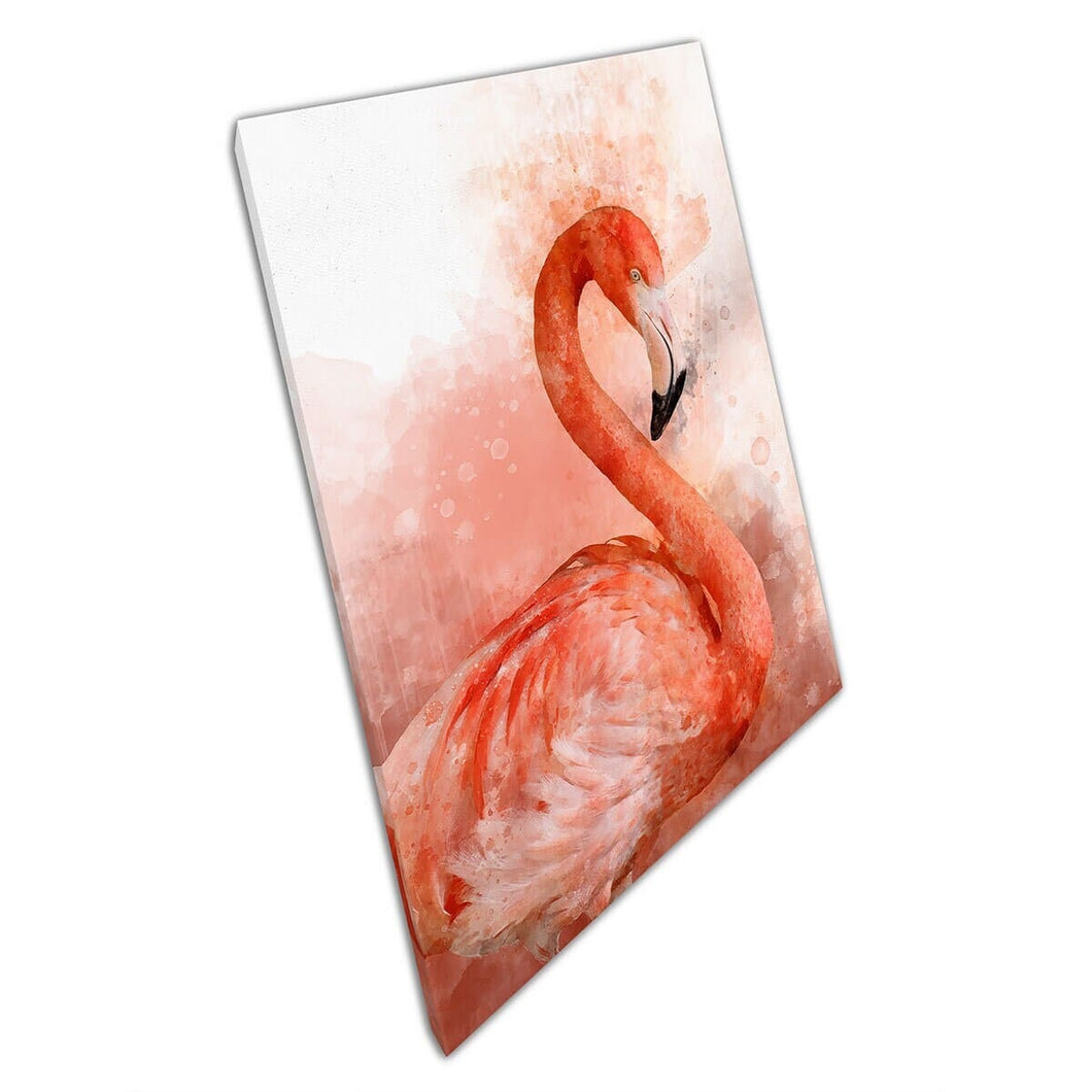 Aquarement de flamant rouge rose vibrant illustration d'art d'art mural imprimé sur toile sur toile montée sur toile