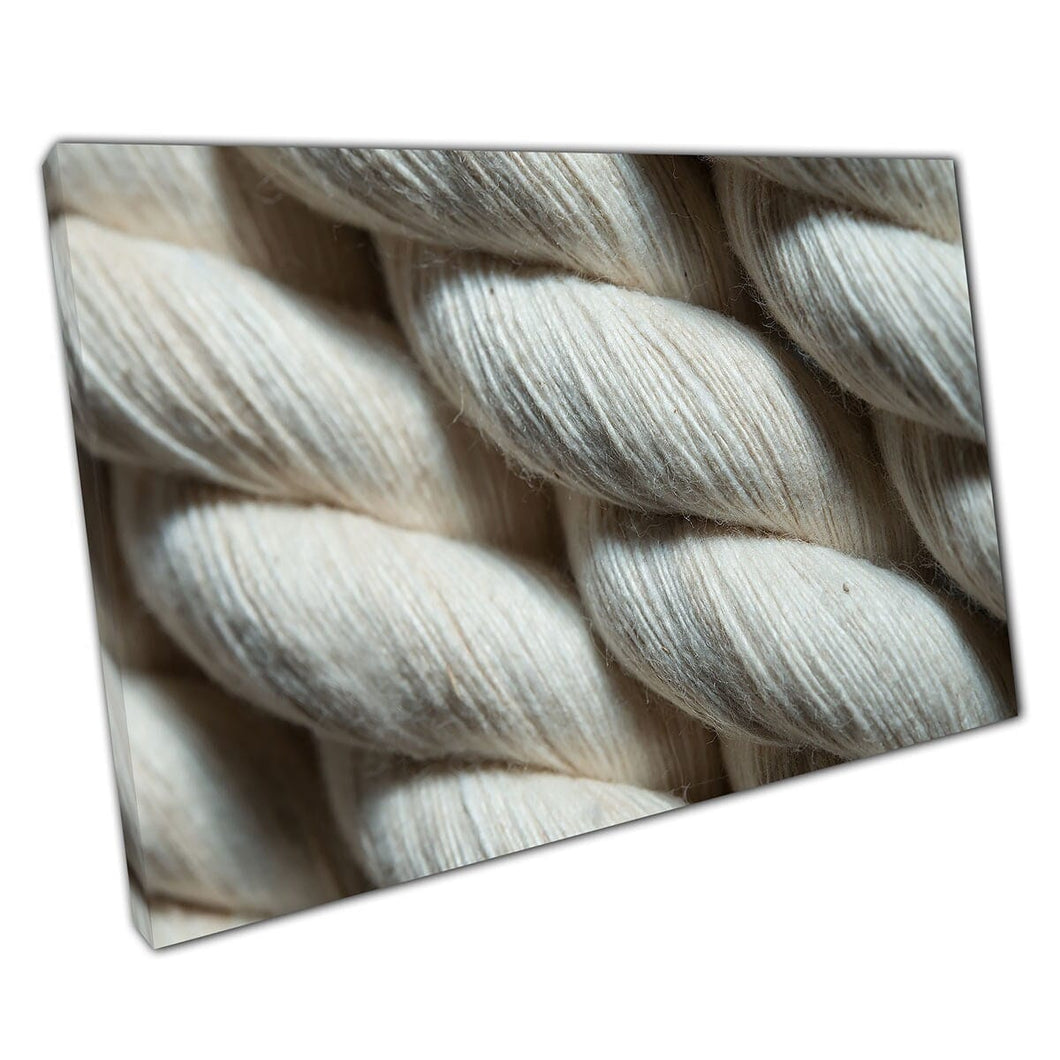 Natural Cotton Rope Zoomed In View Textile Texture Wall Art Print On Canvas Mounted Canvas print