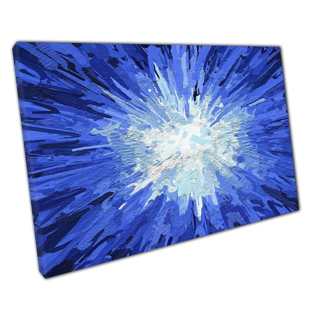 Abstrakte Farbtöne der blauen Explosion strukturierter Schichtlackierstil Moderner zeitgenössischer Wandkunstdruck auf Leinwand montiertes Leinwand Druck