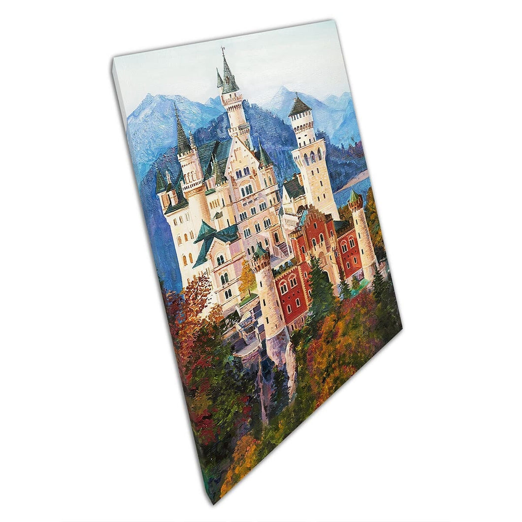Famous Neuschwanstein Castle In Bavaria Germany Oil Painting Wall Art Print On Canvas Mounted Canvas print
