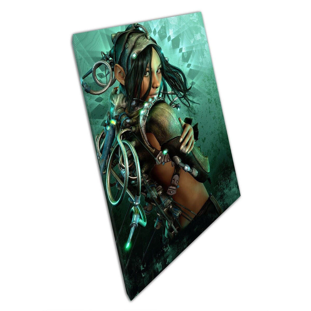 Smart Female Hextech Aventurier en armure avec armes Fantasy illustration numérique Impression d'art mural sur toile Impression en toile montée sur toile