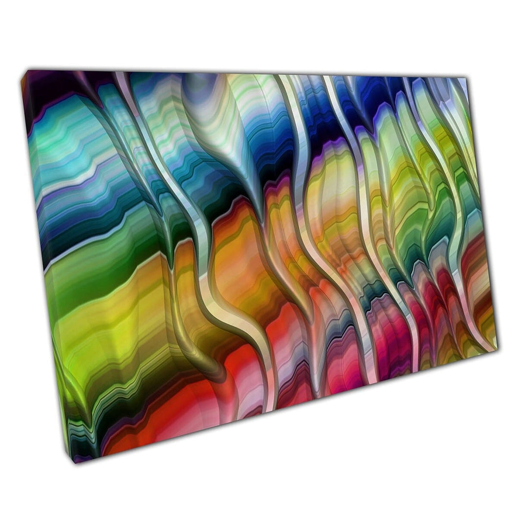 Digitally Painted Rainbow Abstract Rippling Flowing Colourful Movement Inspired Art Wall Art Print On Canvas Mounted Canvas print