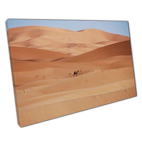 Print on Canvas Moroccan Desert and Camel Ready to Hang Wall Art Print Mounted Canvas print