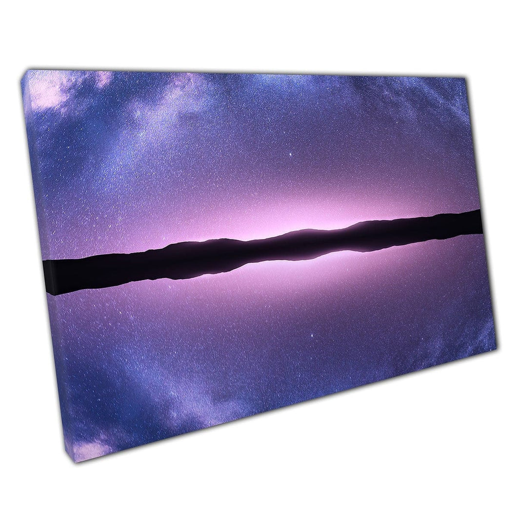 Arched Milky Way Purple Pink Sky Reflected In Water Optical Illusion Photography Wall Art Print On Canvas Mounted Canvas print