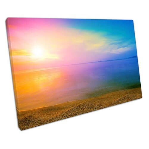 Print on Canvas Colourful Seascape Canvas Wall Art Ready To Hang Print Mounted Canvas print