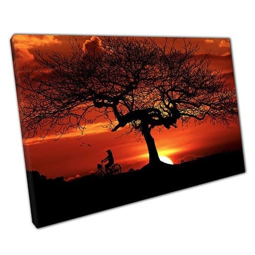 Print on Canvas Intense Sunset Behind Statement Tree Wall Art Print Mounted Canvas print