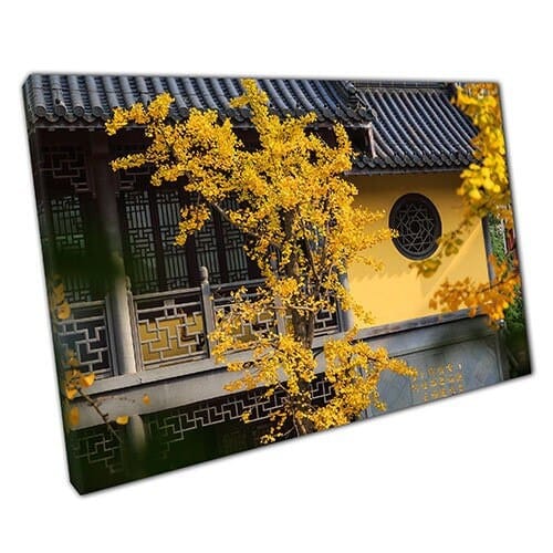 Print on Canvas Yellow Gold Confucius Temple Nanjing Ready to Hang Wall Art Print Mounted Canvas print