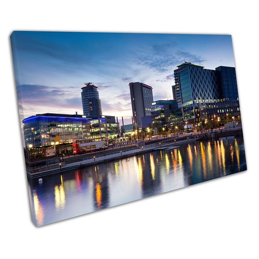 Salford quays Manchester City centre shopping riverside Canvas Wall Art Print Mounted Canvas print