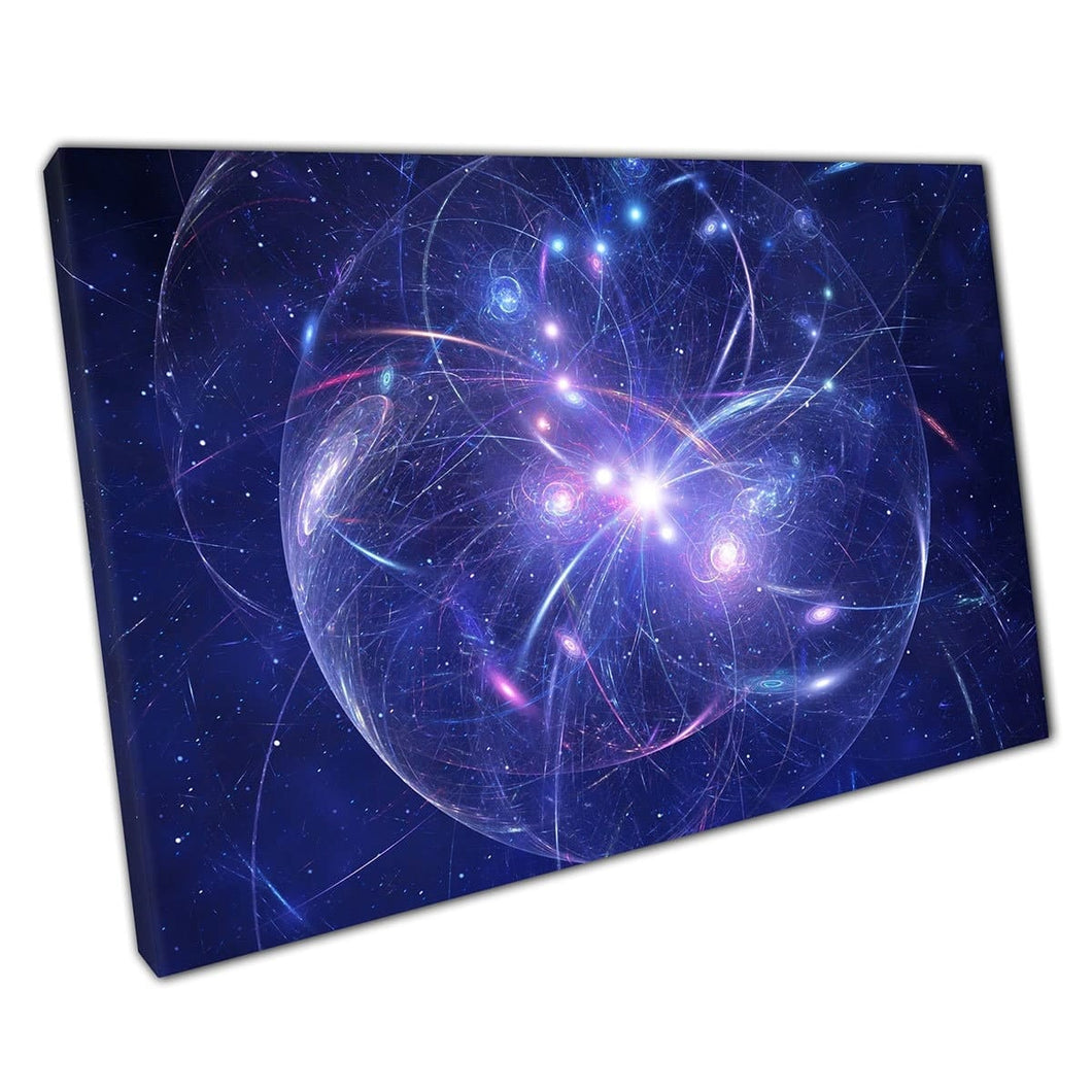 Abstract Outer Space Galaxies Planets Exploration Fantasy Sci-Fi Digital Illustration Wall Art Print On Canvas Mounted Canvas print