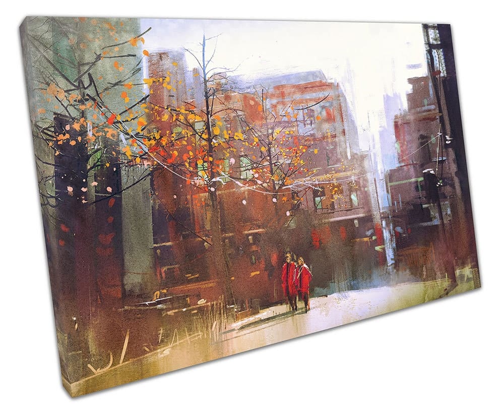 Print on Canvas Red Couple In The Park Canvas Wall Art Ready To Hang Wall Art Print Picture For Home Office Decor