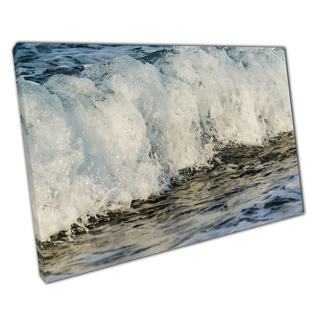 Foamy Sea Waves Flowing Towards The Seashore Sea Life Water Movement Marine Wall Art Print On Canvas Mounted Canvas print