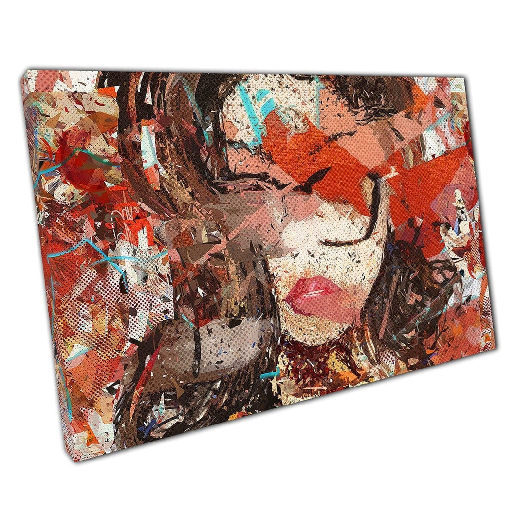 Beautiful Woman Grunge Messy Rough Expressionist Red Toned Digital Painting Style Wall Art Print On Canvas Mounted Canvas print