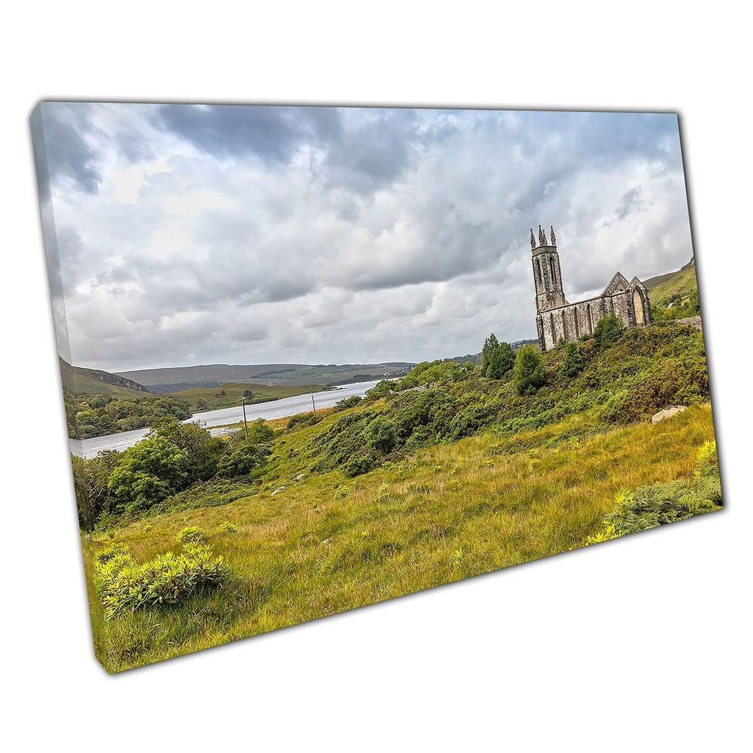 Abandoned Ruins Of Dunlewey Church County Donegal Ireland Wall Art Print On Canvas Mounted Canvas print