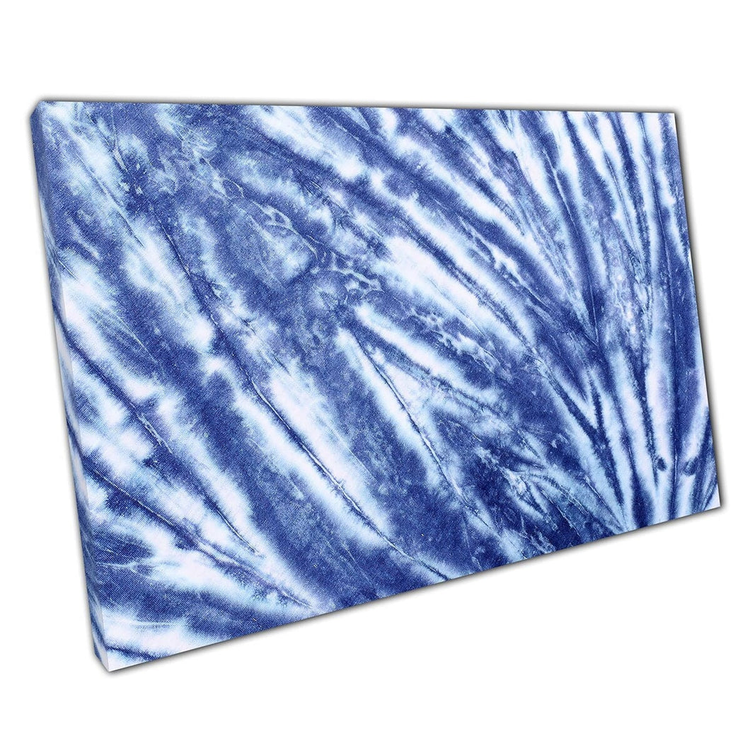 Cool Blue Abstract Flowing Tie-Dyed Cotton Texture Contemporary Bohemian Style Wall Art Print On Canvas Mounted Canvas print