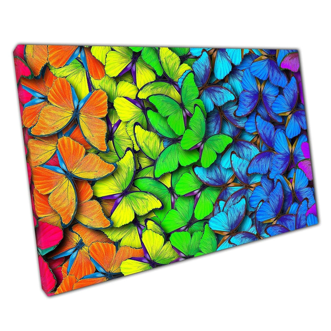 Rainbow Multicoloured Butterfly Collage Canvas Wall Art Print On Canvas Mounted Canvas print