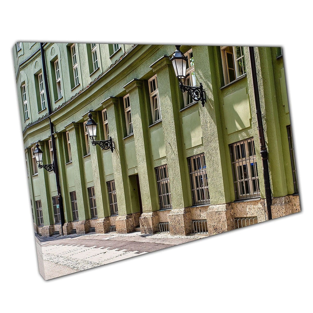 Historical Architecture Lining The Street Of Frauenplatz Munich Germany Wall Art Print On Canvas Mounted Canvas print