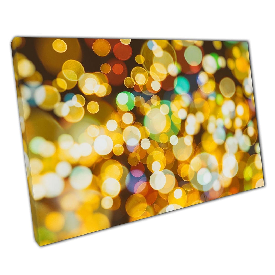 Helles goldenes festliches abstraktes Bokeh -Technik -Beleuchtungsfotografie Wandkunstdruck auf Leinwand montiertes Leinwand Druck