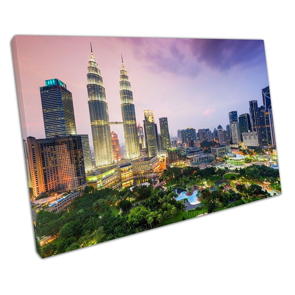 Petronas twin Towers Kuala Lumpur Capital of Malaysia Ready to Hang Wall Art Print Mounted Canvas print