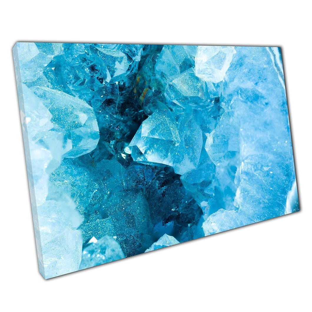 Extreme Macro Zoom Aquamarine Geode Cross Section Beautiful Natural Crystal Wall Art Print On Canvas Mounted Canvas print