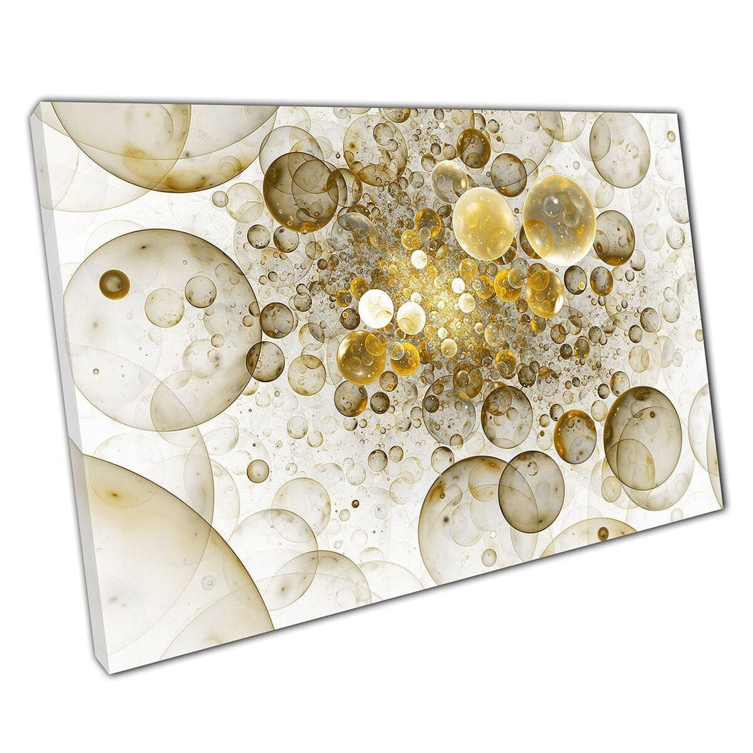 Abstract Composition Of Glittering Gold Bubbles Exploding Fantasy Digital Artwork Wall Art Print On Canvas Mounted Canvas print