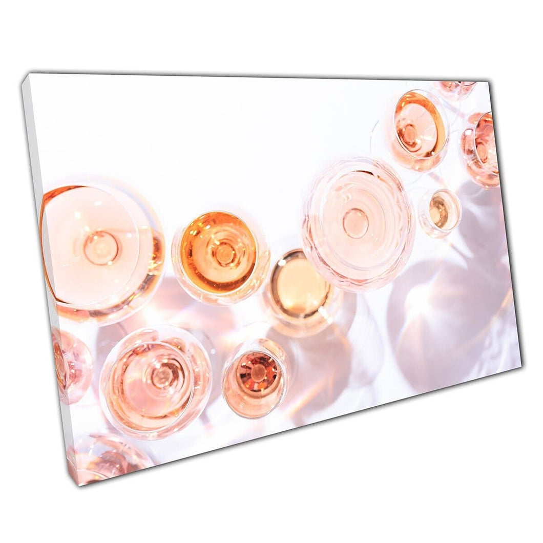 Elegant Classy Collection Of Rose Wines And Glasses Wall Art Print On Canvas Mounted Canvas print