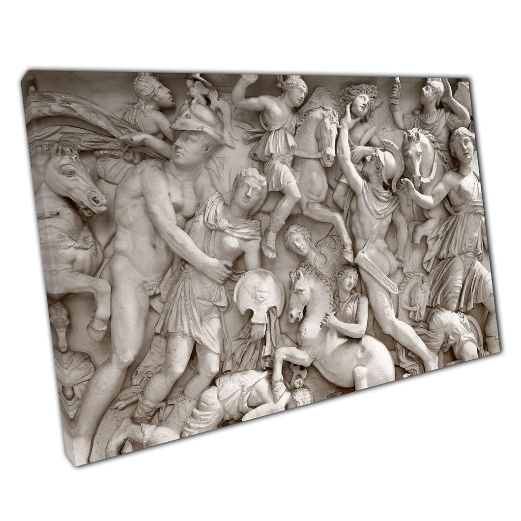 Ancient Roman Bas Relief Sculpture Museum Of Vatican Rome Italy Wall Art Print On Canvas Mounted Canvas print