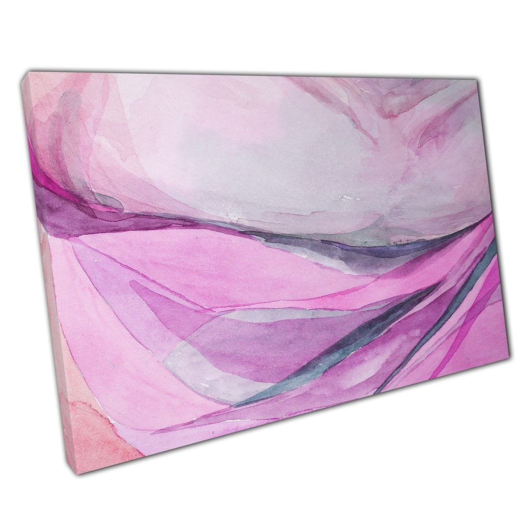 Pink Purple Toned Watercolour Gouache Flowing Wash Abstract Style Artwork Wall Art Print On Canvas Mounted Canvas print
