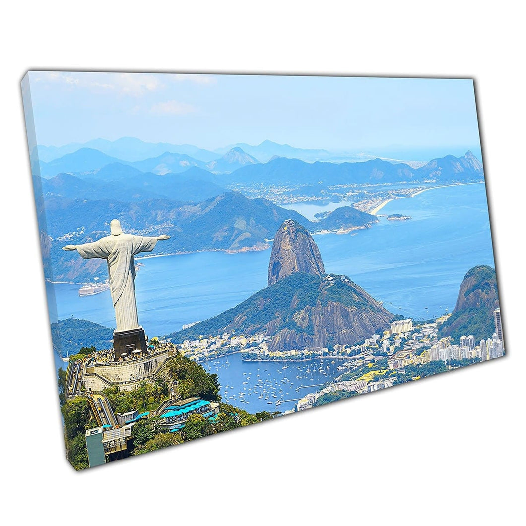 Rio De Janeiro Christ The Redeemer Corcovado Mountain Brazil Latin America Wall Art Print On Canvas Mounted Canvas print