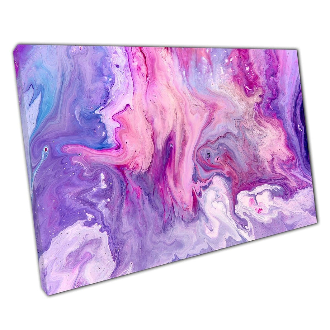 Ink Marbling Technique Free Flowing Swirling Fluid Abstract Blues Purples Pinks Wall Art Print On Canvas Mounted Canvas print