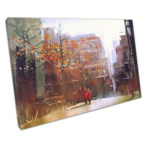 Print on Canvas Red Couple In The Park Canvas Wall Art Ready To Hang Wall Art Print Mounted Canvas print