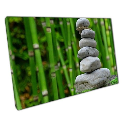 Print on Canvas Zen Stone Stack and Bamboo Ready to Hang Wall Art Print Mounted Canvas print