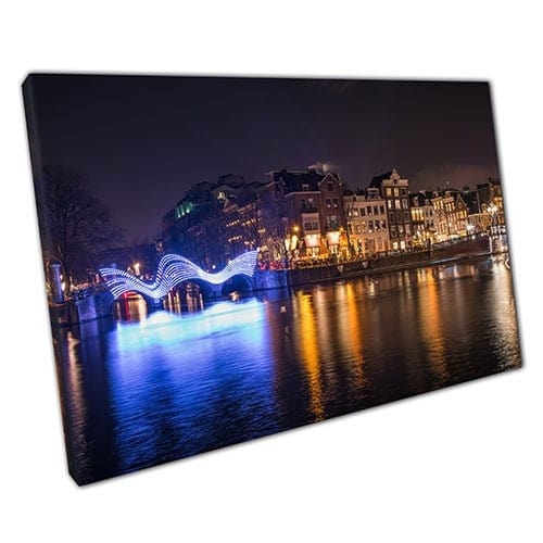 Print on Canvas Light festival Amsterdam Ready to Hang Wall Art Print Mounted Canvas print