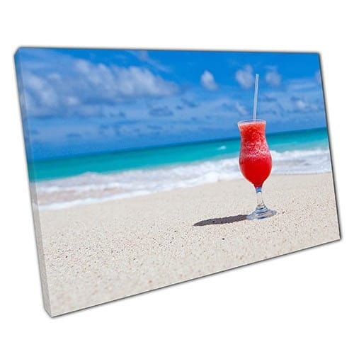 Print on Canvas Cocktail on Tropical Beach Ready to Hang Wall Art Print Mounted Canvas print