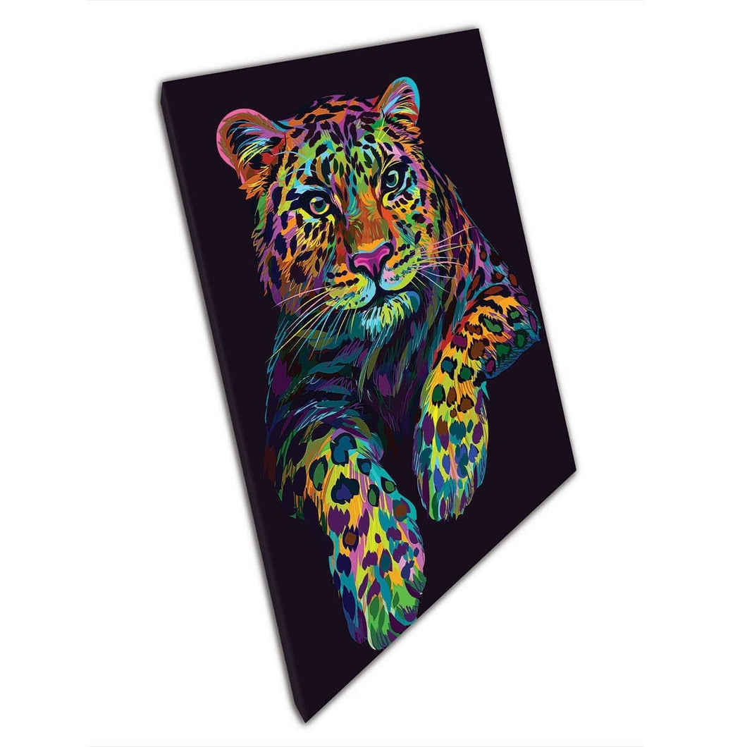 Neon Multicolour Artistic Graphic Leopard / Jaguar Wall Art Print On Canvas Mounted Canvas print