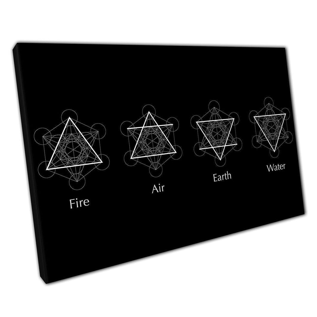 Four Elements Air Fire Water Earth Symbols Diagrams Alchemy Magical Mysterious Wall Art Print On Canvas Mounted Canvas print