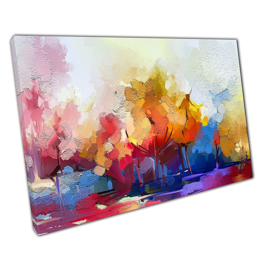 Semi Abstract Oil Painting Colourful Natural Tree Landscape Canvas Wall Art Print On Canvas Mounted Canvas print