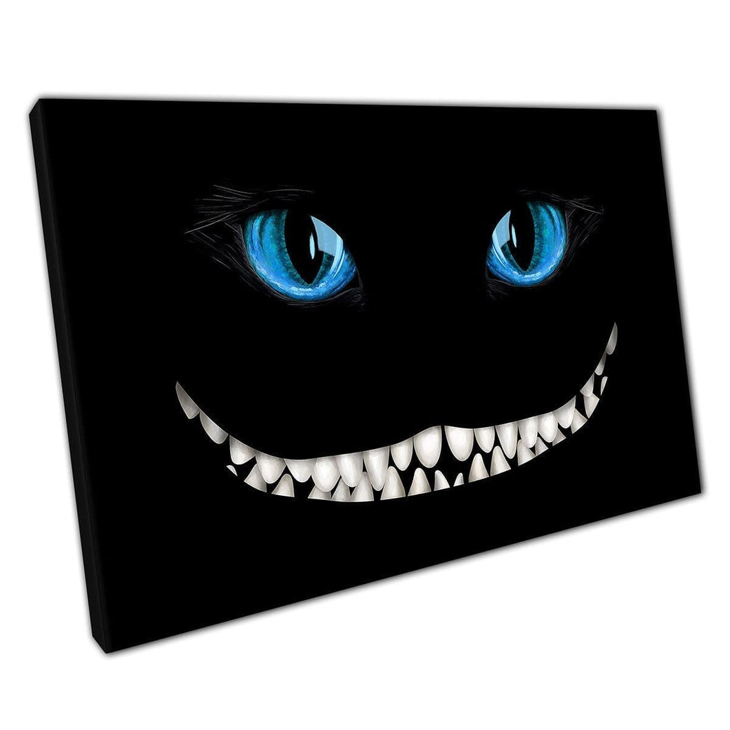Mad Cheshire Cat Smile and Eyes Alice Wonderland Personaggio Digital Illustration Wall Art Print su tela Monted Canvas Stampa