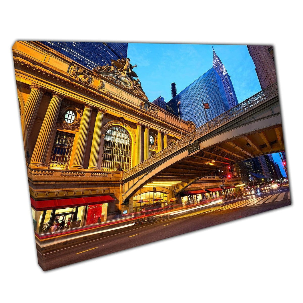 Grand Central 42nd Street At Dusk New York City Iconic Landmark Locations Photography Wall Art Print On Canvas Mounted Canvas print