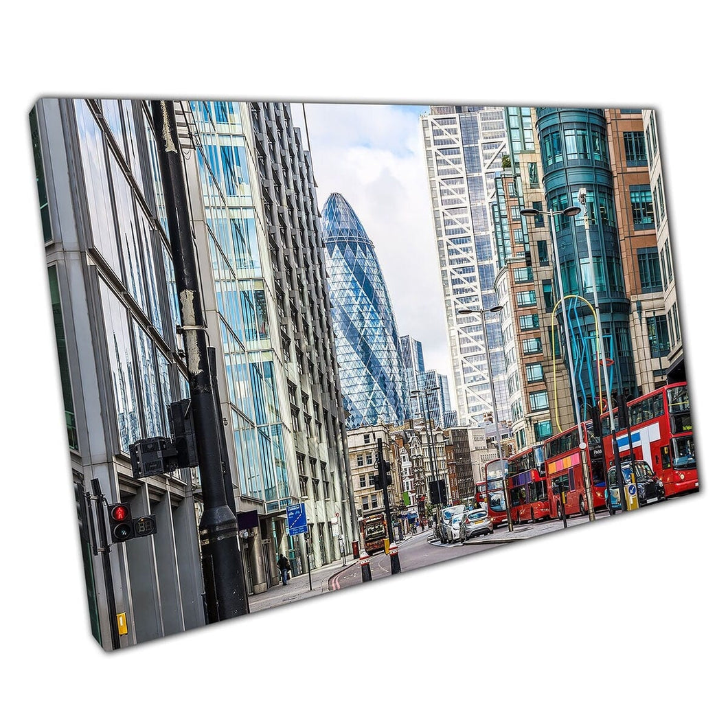City Street View Liverpool Street Station London Modern Cityscape Photography Wall Art Print On Canvas Mounted Canvas print